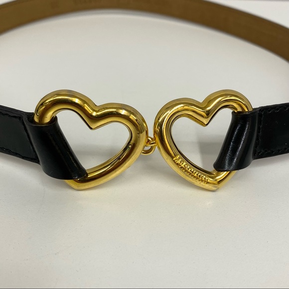 ❤️SOLD❤️ Moschino Double Heart Belt Redwall 38 - Picture 6 of 8